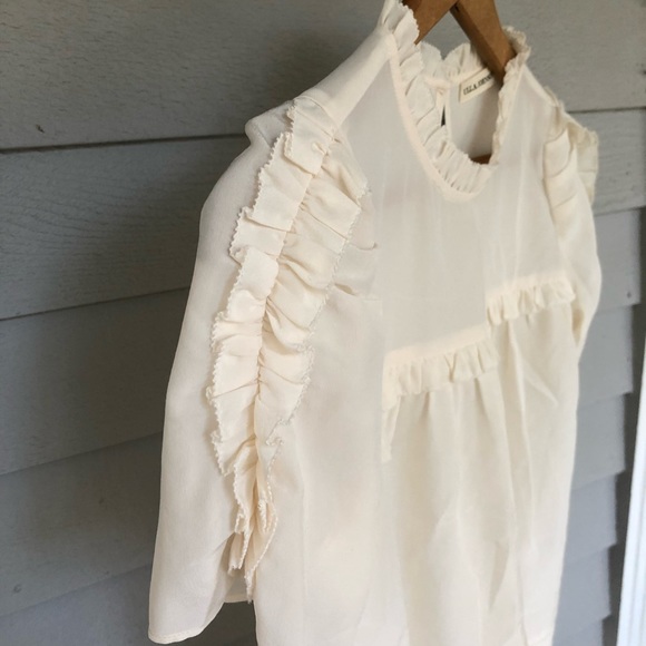 Ulla Johnson Blouse Silk Ivory Ruffles Sleeves Babydoll Isle US 0 - Picture 6 of 14